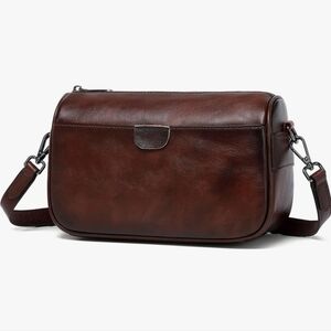 NIB Genuine Leather Medium Crossbody Shoulder Purse Bag Casual Handbag 2 Straps